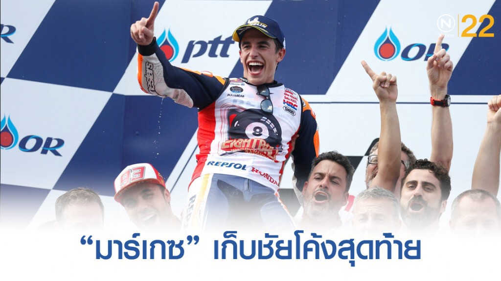 ‘มาร์เกซ’ บิดเข้าป้ายป้องกันเเชมป์ศึก ‘ไทยจีพี’ ผงาดแชมป์โลกสมัย 6