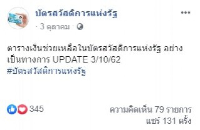 เปิดวันเงินเข้าบัญชี "บัตรสวัสดิการแห่งรัฐ"