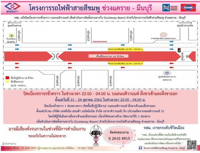 รฟม.ปิดเบี่ยงจราจรชั่วคราวถนนติวานนท์