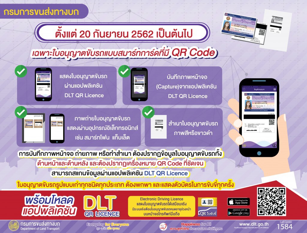 ขนส่งฯ ย้ำพกใบขับขี่แบบเก่าได้ทุกชนิด
