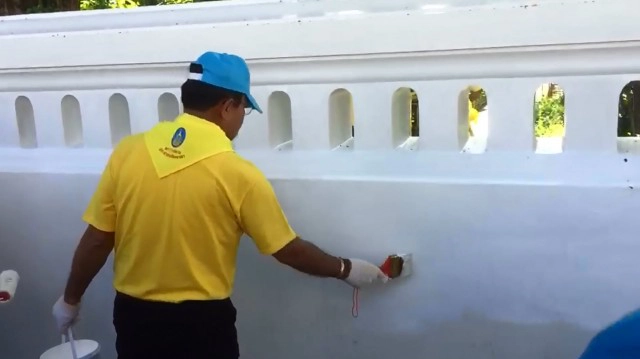 "บิ๊กตู่" ทำจิตอาสาทาสีกำแพงวัดโสมนัส