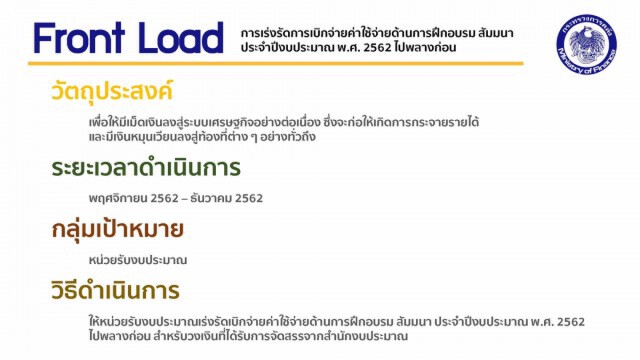 "คลัง" เผย 4 มาตรการกระตุ้นเศรษฐกิจ ระยะที่ 2