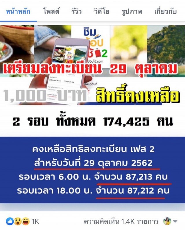ลงทะเบียนรอบเก็บตก "ชิมช้อปใช้" ยังเหลือสิทธิ์ 87,212 คน