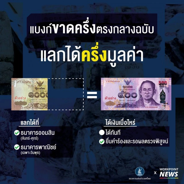"ธนบัตรชำรุด" อย่าทิ้ง สามารถแลกเป็นเงินใหม่ได้