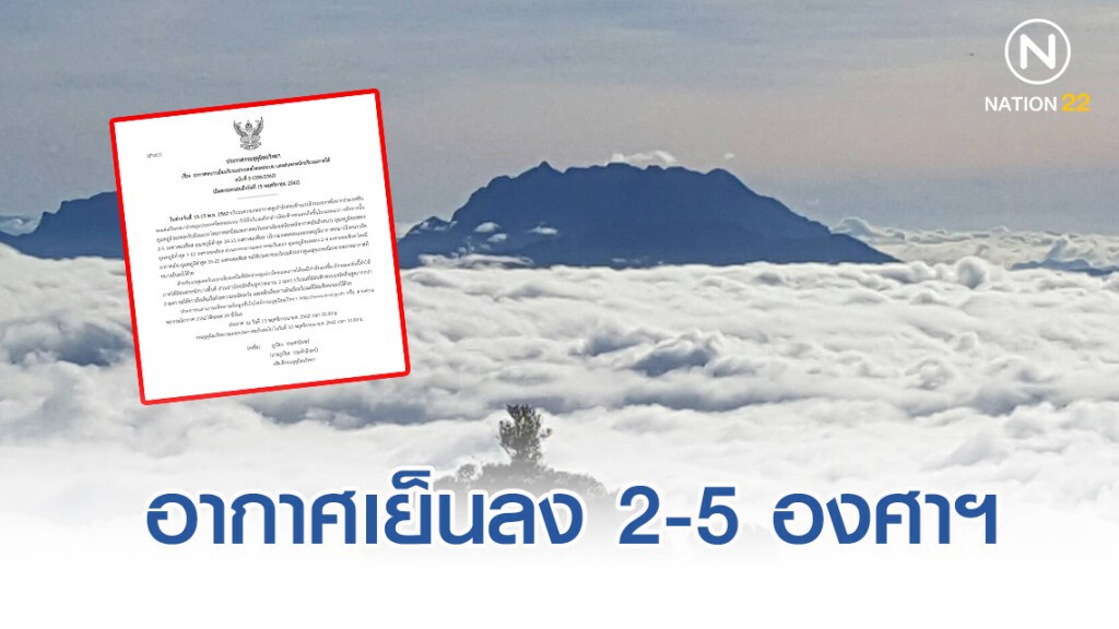 อุตุ เตือนฉบับ5 "อากาศหนาวเย็นไทยตอนบน" อุณหภูมิจะลดลง 2-5 องศาฯ