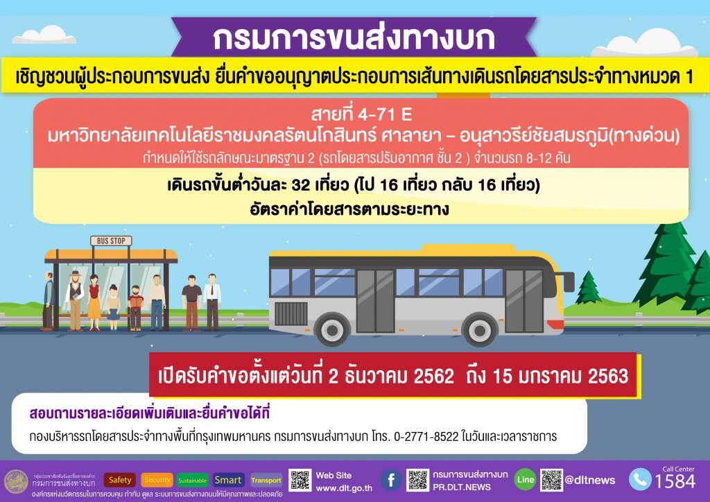 ขนส่งฯ เปิดรับคำขออนุญาตเดินรถเส้นราชมงคลรัตนโกสินทร์– อนุสาวรีย์ชัยฯ