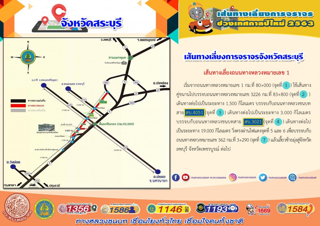 ทางหลวงชนบทแนะเส้นทางเลี่ยงช่วงปีใหม่ 6 เส้นทาง ทางหลวงชนบทแนะเส้นทางเลี่ยงช่วงปีใหม่ 6 เส้นทาง