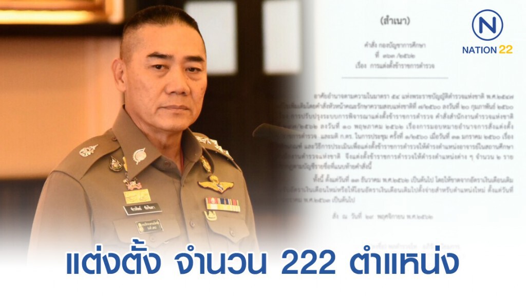"พล.ต.อ.จักรทิพย์" ออกคำสั่งแต่งตั้ง-แก้ไข รองผกก.-สว. จำนวน 222 ตำแหน่ง "พล.ต.อ.จักรทิพย์" ออกคำสั่งแต่งตั้ง-แก้ไข รองผกก.-สว. จำนวน 222 ตำแหน่ง