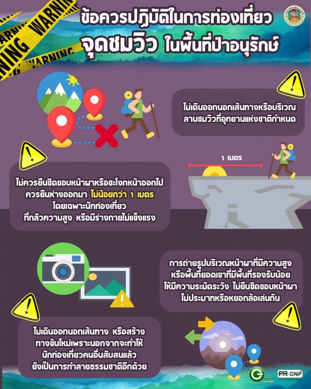 กรมอุทยานฯ แนะ 4 ข้อควรปฏิบัติในการท่องเที่ยวจุดชมวิวพื้นที่ป่าอนุรักษ์