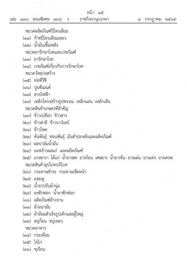 ราชกิจจาฯ ประกาศ "ผ้าอนามัย" จัดเป็นสินค้าควบคุม
