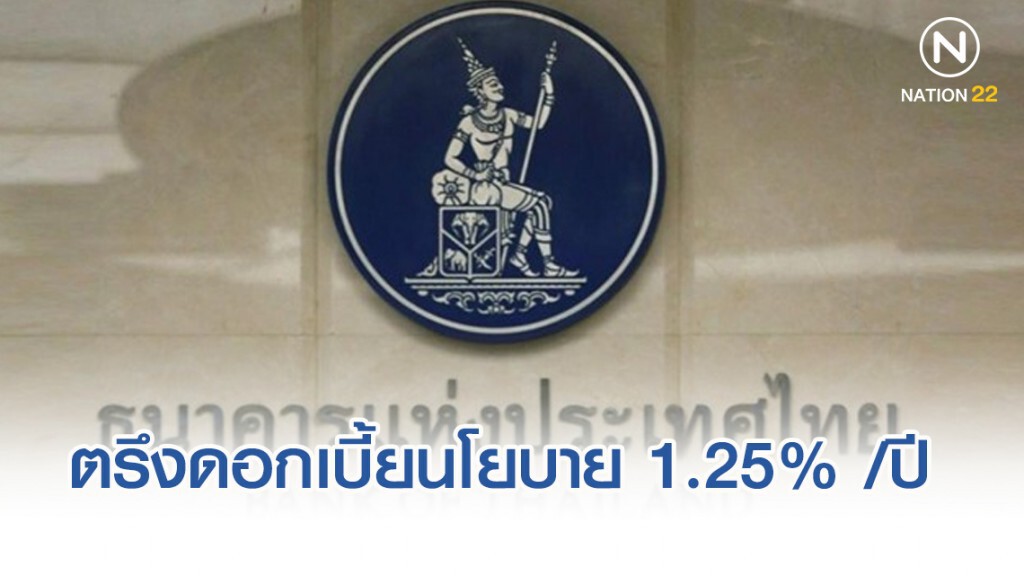 กนง.ตรึงดอกเบี้ยนโยบาย 1.25% ต่อปี