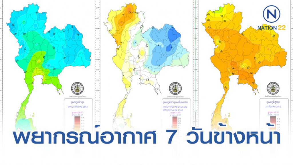 อุตุ พยากรณ์อากาศ 7 วันข้างหน้า