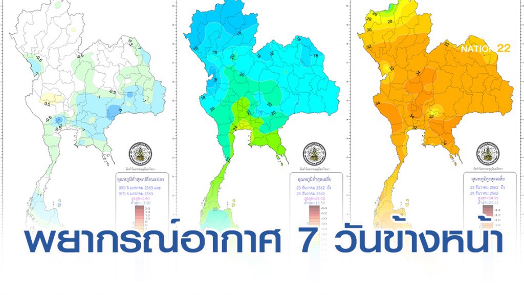 อุตุฯ พยากรณ์อากาศ 7 วันข้างหน้า