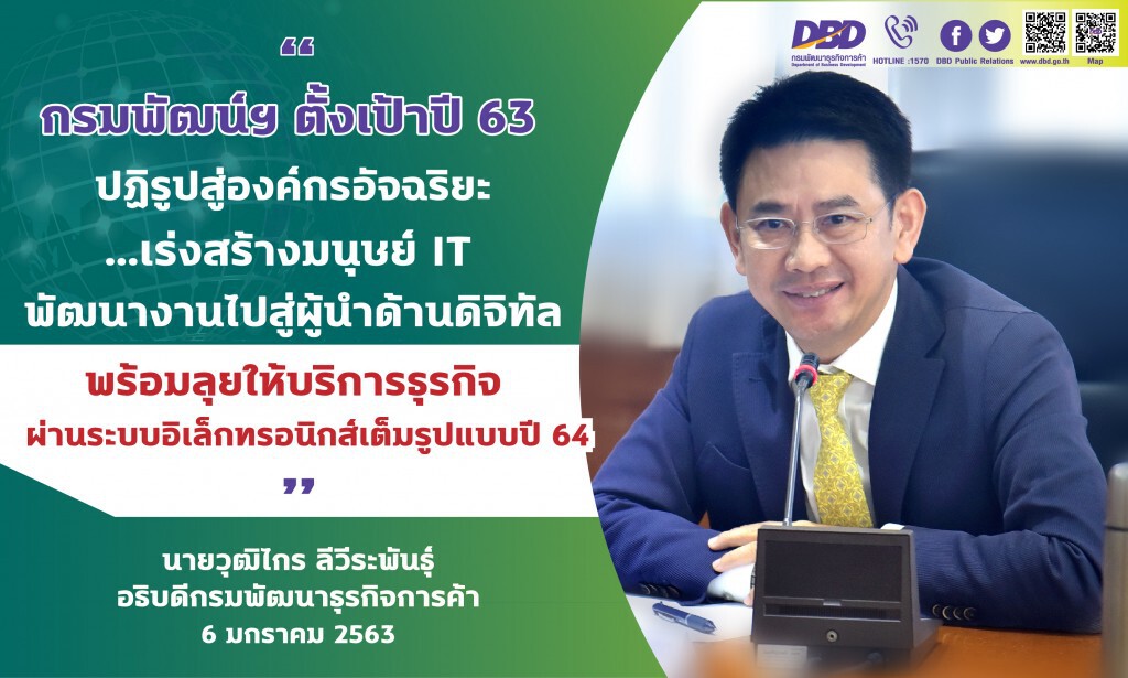 กรมพัฒน์ฯ ลุยบริการธุรกิจผ่านระบบอิเล็กทรอนิกส์เต็มรูปแบบปี 64