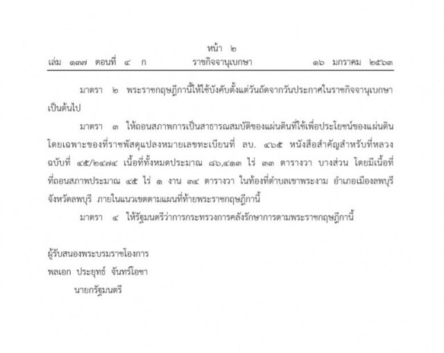 พระราชกฤษฎีกา ถอนสภาพการเป็นสาธารณสมบัติของแผ่นดิน
