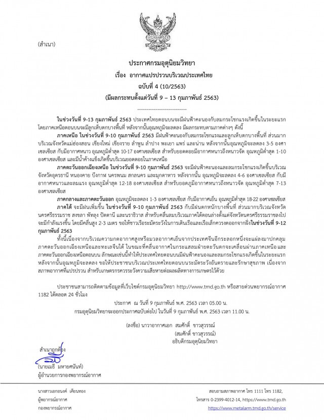 อุตุฯ ประกาศเตือน! อากาศแปรปรวน ฉบับที่ 4