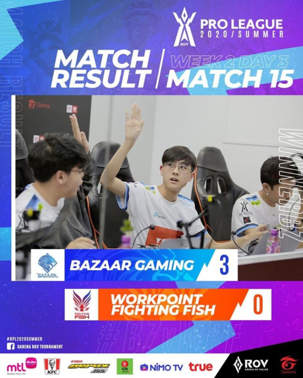 "ปราสาทสายฟ้า" รั้งผู้นำ  อีสปอร์ต RoV Pro League 2020