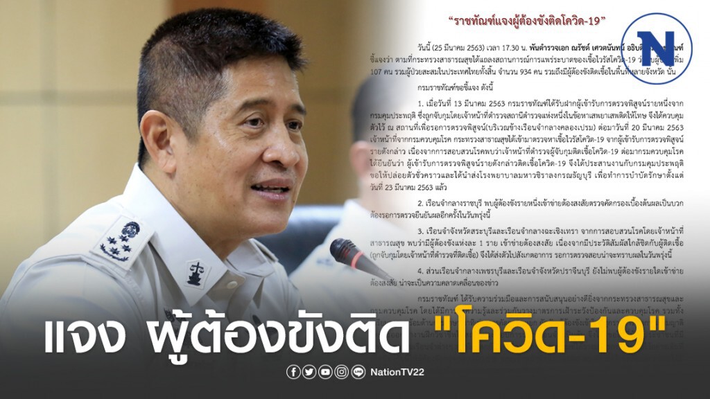 "กรมราชทัณฑ์" แจง ผู้ต้องขังติด "โควิด-19"