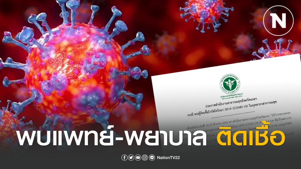 สสจ.ยะลา ออกประกาศ พบ แพทย์-พยาบาล บันนังสตา ติดเชื้อ COVID-19  รวม 3 ราย  ต้องกักตัวรวม 21ราย
