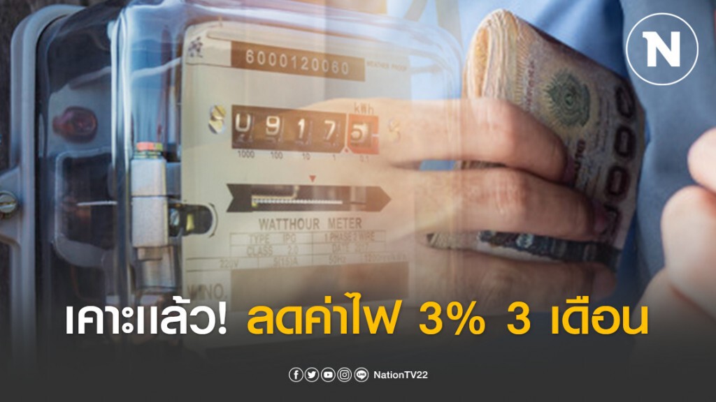 กกพ. เคาะเเล้ว! ลดค่าไฟ 3% ผู้ใช้ไฟฟ้าทุกประเภท 3 เดือน