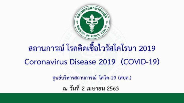 เปิดข้อมูล! ศูนย์บริหารสถานการณ์โควิด-19 ประจำ 2 เม.ย.63