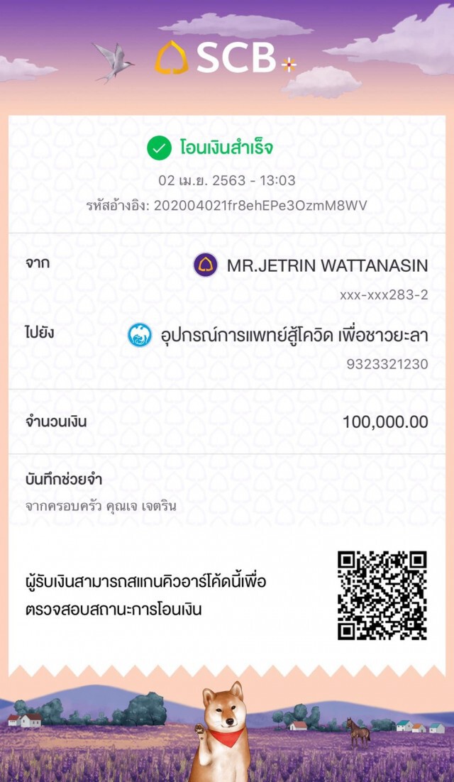 "เจ เจตริน และครอบครัว" บริจาคเงินแสน ช่วยโรงพยาบาลยะลา