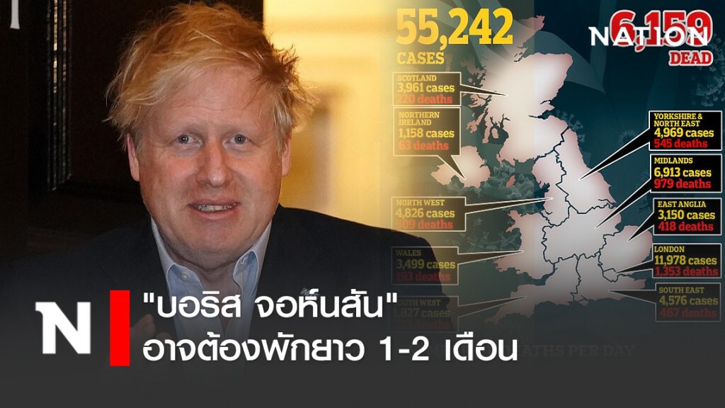 "บอริส จอห์นสัน" อาจต้องพักยาว 1-2 เดือน