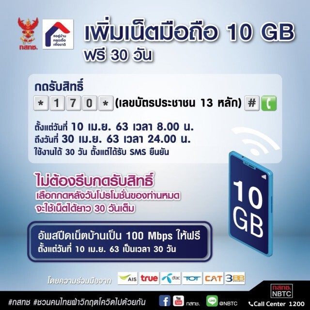 แห่รับสิทธิ์!!! เน็ตมือถือ 10 GB ฟรี