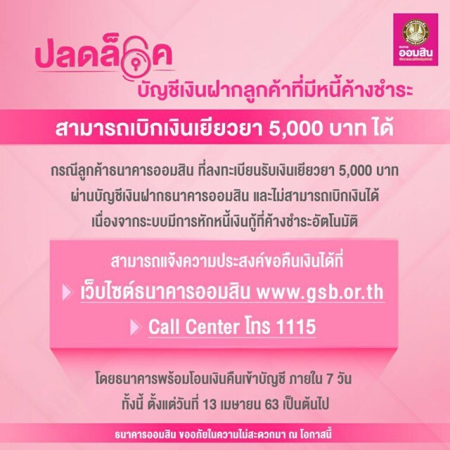 ออมสินเร่งโอนเงินคืนลูกค้าหลังเงิน 5 พันถูกระบบตัดชำระหนี้อัตโนมัติ