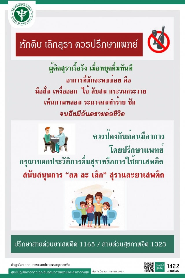 สิงห์นักดื่มหยุดเหล้ากะทันหันเสี่ยงถึงตาย