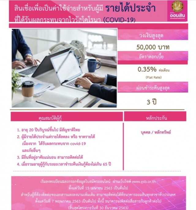 เปิดขั้นตอน! ลงทะเบียนเงินกู้ฉุกเฉิน "ธนาคารออมสิน" เว็บไซต์ www.gsb.or.th