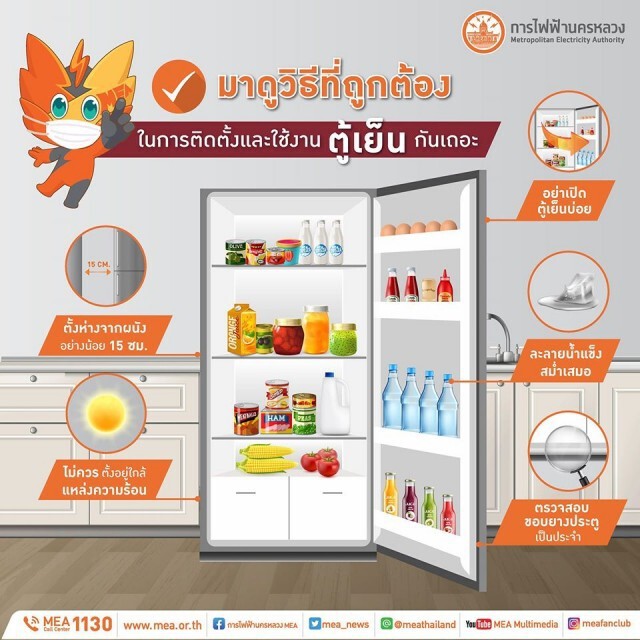 MEA แนะนำวิธีติดตั้งและใช้งานตู้เย็นให้มีประสิทธิภาพ