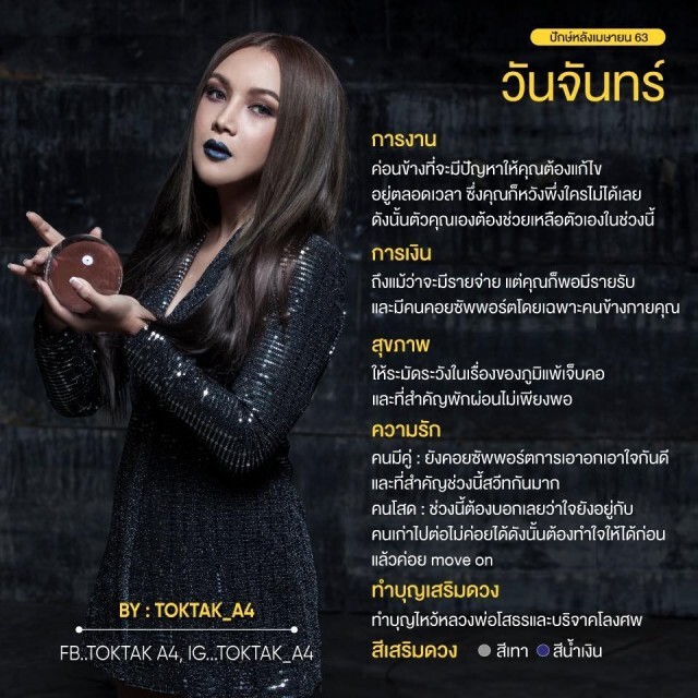 แม่หมอ Toktak A4 ทำนายดวงปักษ์หลังเมษายน 63