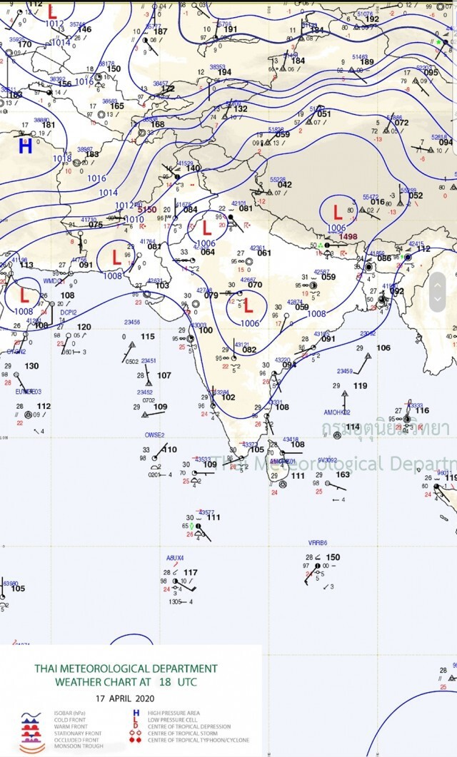 อุตุฯ ชี้ ช่วง 19 - 22 เม.ย. 63 ไทยตอนบนมีอากาศร้อน
