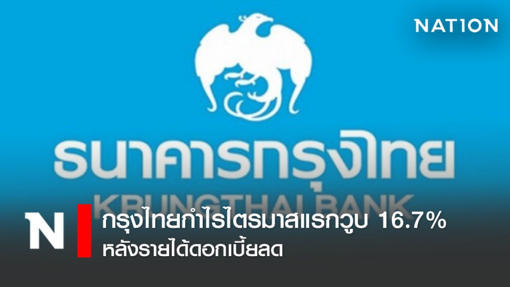กรุงไทยกำไรไตรมาสแรกวูบ 16.7% หลังรายได้ดอกเบี้ยลด