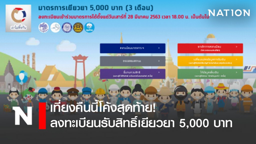 เที่ยงคืนนี้โค้งสุดท้าย! ลงทะเบียนรับสิทธิ์เยียวยา 5,000 บาท