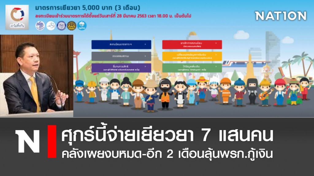 ศุกร์นี้จ่ายเยียวยา 7 แสนคน คลังเผยงบหมด-อีก 2 เดือนลุ้นพรก.กู้เงิน ศุกร์นี้จ่ายเยียวยา 7 แสนคน คลังเผยงบหมด-อีก 2 เดือนลุ้นพรก.กู้เงิน