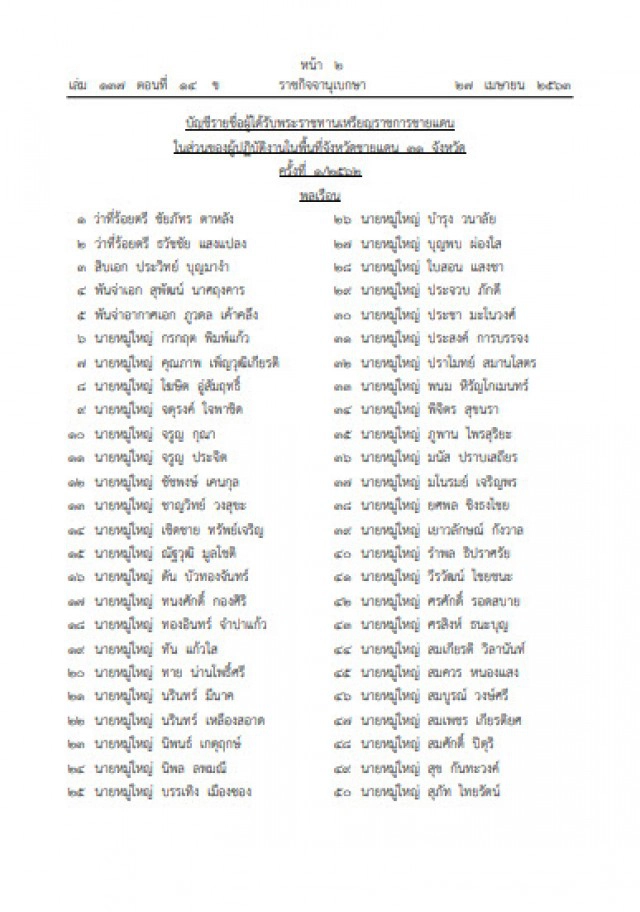 โปรดเกล้าฯ พระราชทานเหรียญราชการชายแดน ใน 31 จังหวัด