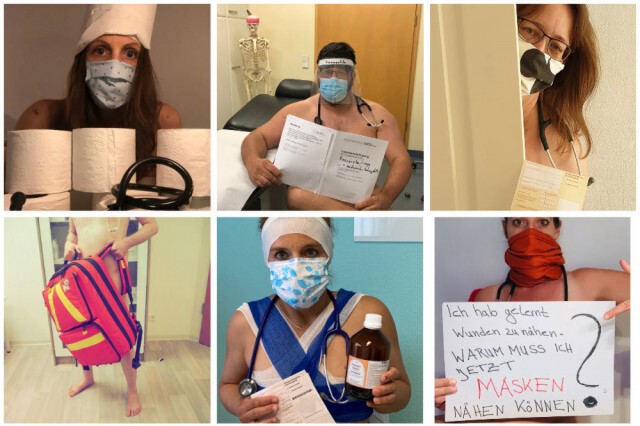 หมอเยอรมนีโพสต์รูปเปลือย ประท้วงไม่มีชุด PPE