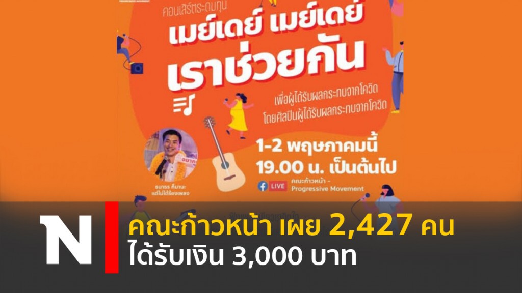 คณะก้าวหน้า เผย 2,427คนได้รับเงิน3,000บาท