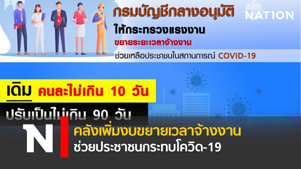 คลังเพิ่มงบขยายเวลาจ้างงานช่วยประชาชนกระทบโควิด-19
