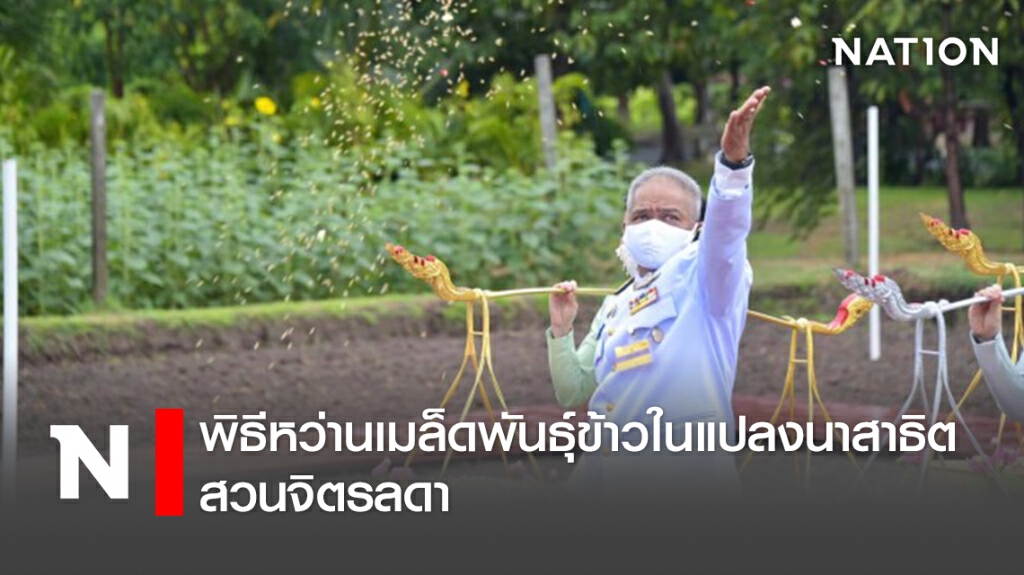 พิธีหว่านเมล็ดพันธุ์ข้าวในแปลงนาสาธิต สวนจิตรลดา