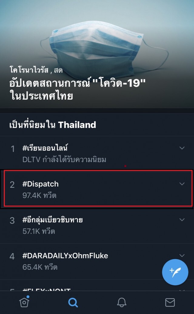 ทวิตฯ เดือด #Dispatch ติดเทรนด์ไทย