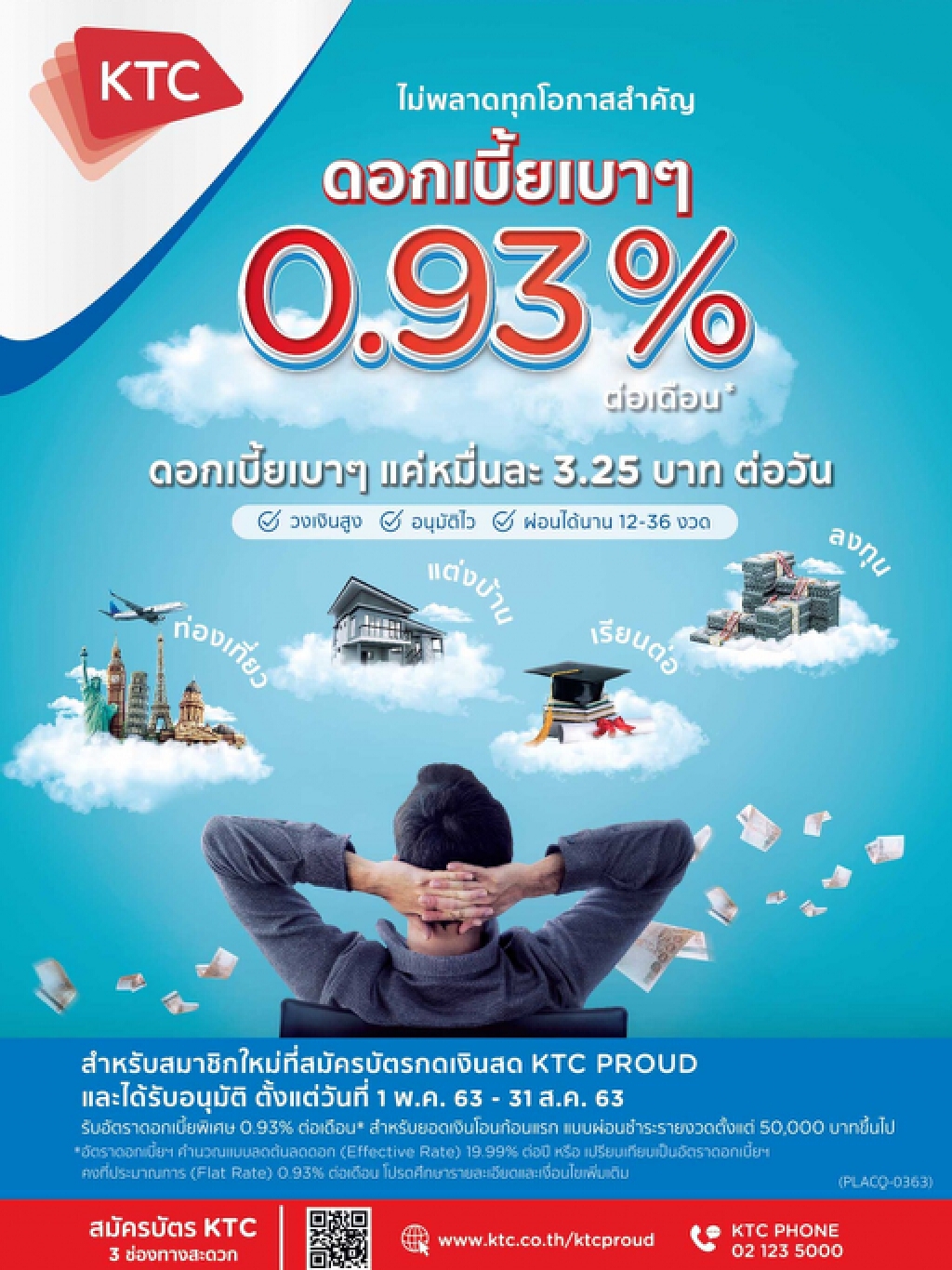 เคทีซีกดดอกเบี้ยฯ 'เคทีซี พราว' เหลือ 0.93%