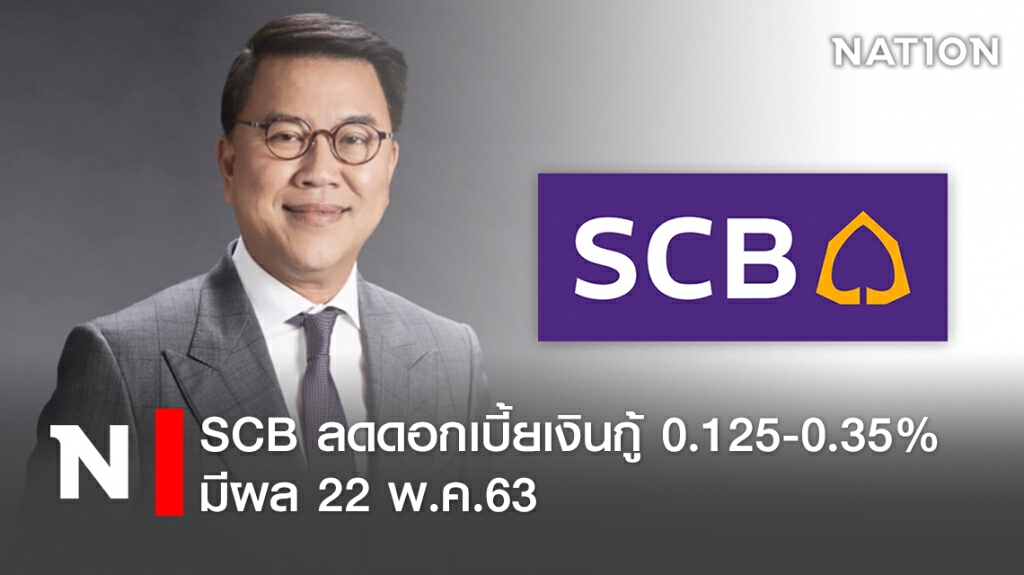 SCB ลดดอกเบี้ยเงินกู้ 0.125-0.35% มีผล 22 พ.ค.63