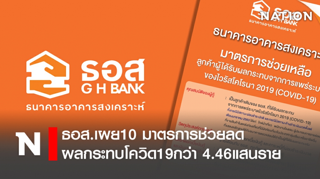 เปิด 10มาตรการ ธอส. ช่วยลดผลกระทบ"โควิด" 4.46แสนราย