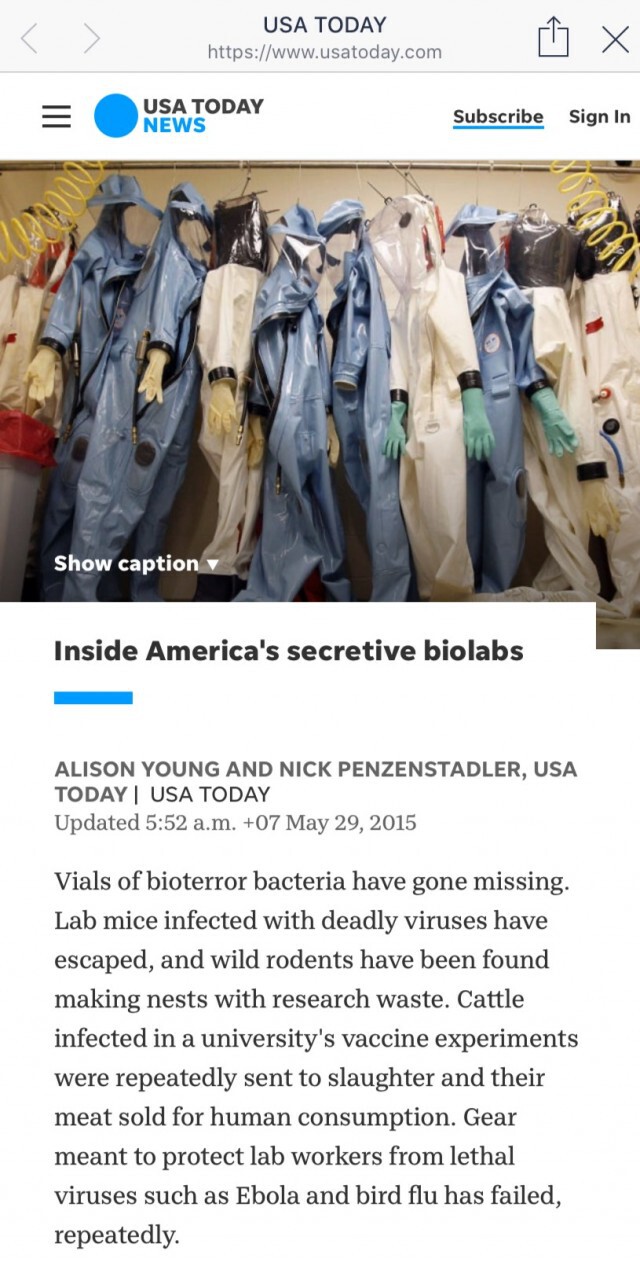 "USA Today"  เปิดข้อมูลลับจากห้องLab อเมริกา คาดต้นตอแพร่ระบาดเชื้อโรค