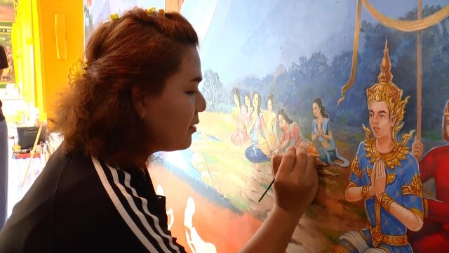 สิตางศุ์ บัวทอง บน ผนังโบสถ์ มหาอุตม์