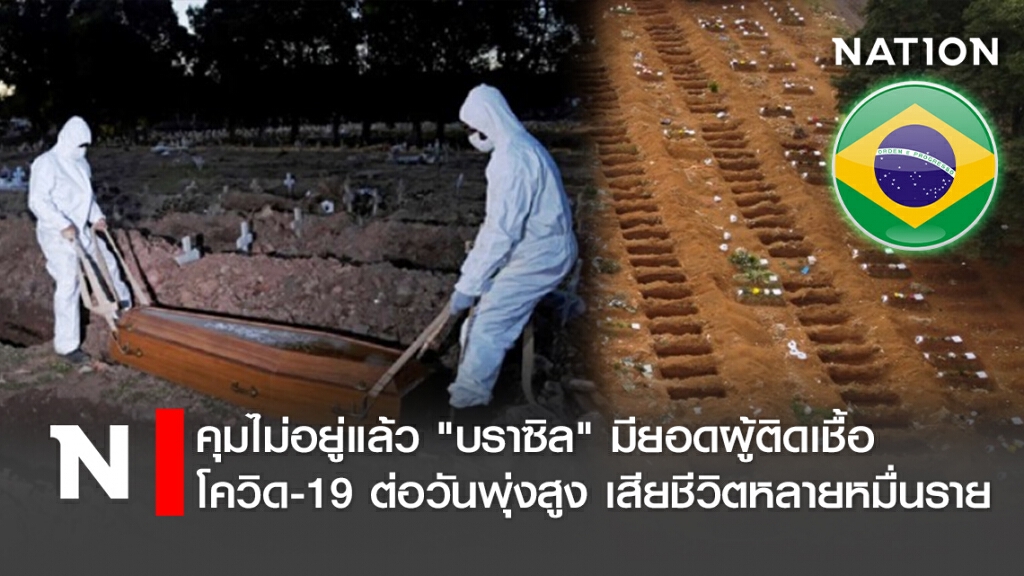 คุมไม่อยู่แล้ว "บราซิล" มียอดผู้ติดเชื้อโควิด-19 ต่อวันพุ่งสูง เสียชีวิตหลายหมื่นราย