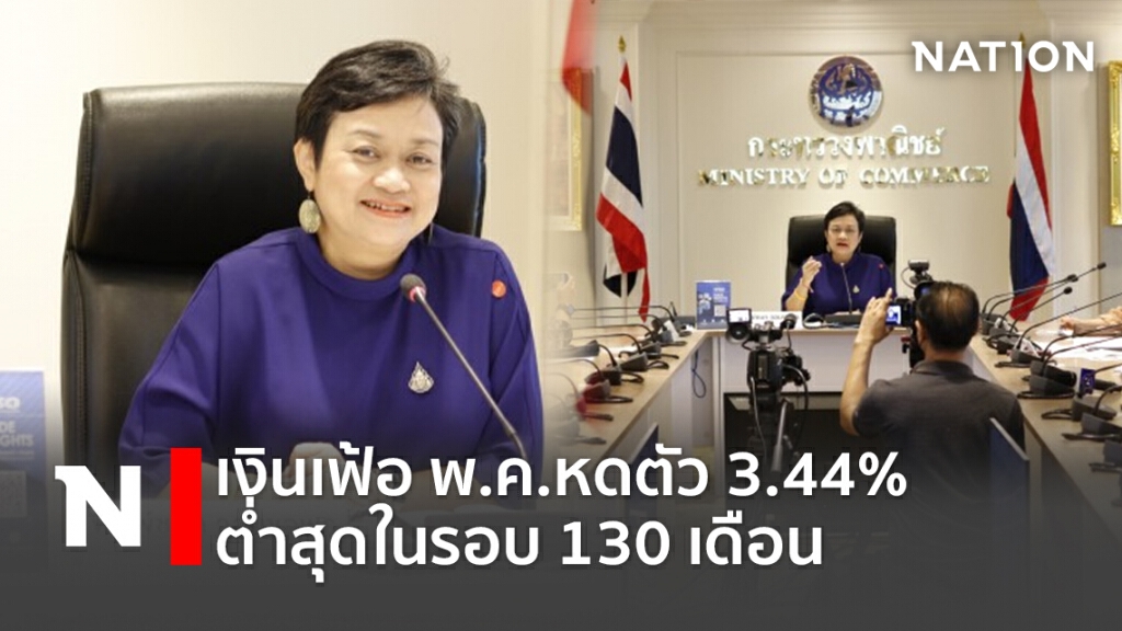 เงินเฟ้อ พ.ค.หดตัว 3.44% ต่ำสุดในรอบ 130 เดือน เงินเฟ้อ พ.ค.หดตัว 3.44% ต่ำสุดในรอบ 130 เดือน